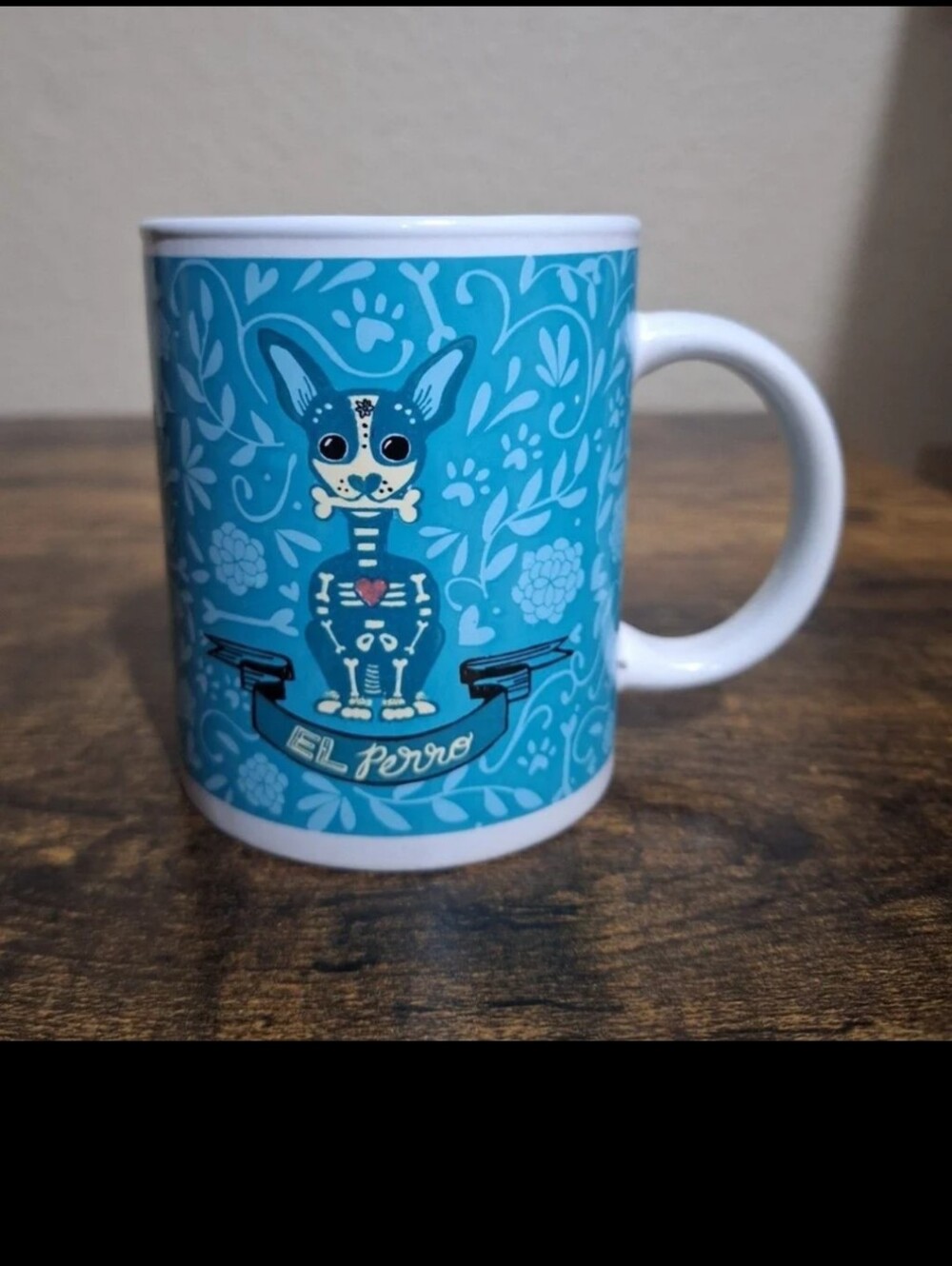 Colorful Cute Day of the Dead/Dia De Los Muertos Sugar Skull El Perro/Dog Mug